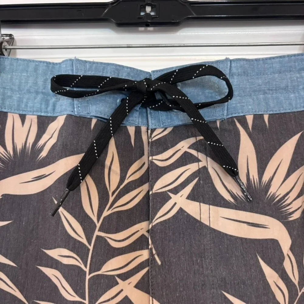 Target Goodfellow & Co Brown and Tan Board Shorts Tropical Leaf Print